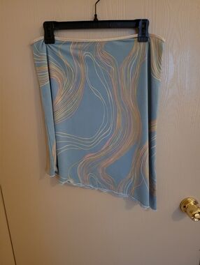 Scorpio's Y2K 90s Asymmetrical Mini Skirt Light Blue Retro Design Plus Size 2XL